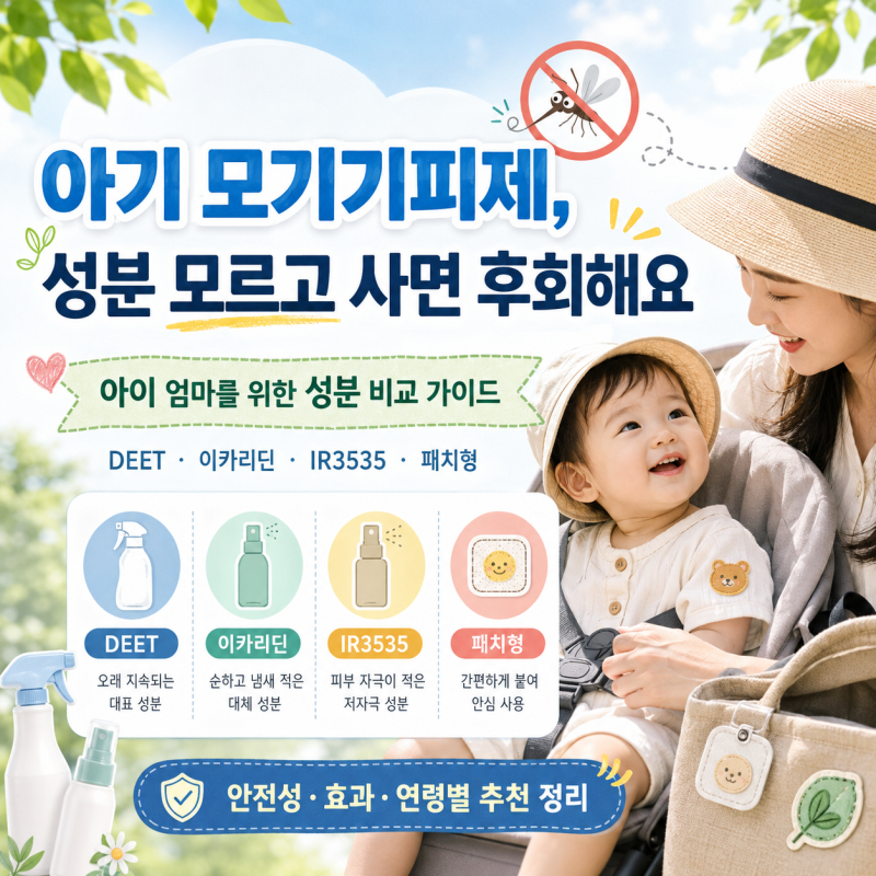 아기 모기기피제 성분 비교 | DEET 이카리딘 차이 알고 사세요