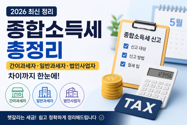  2026 종합소득세 총정리간이과세자 · 일반과세자 · 법인사업자 차이까지 쉽게 알아보기
