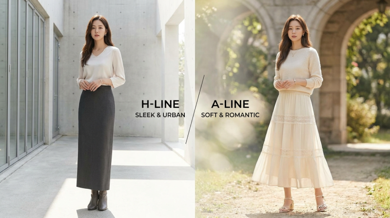 하객룩 실패하기 싫다면 꼭 보세요!핀터레스트 감성 롱스커트 H라인 vs A라인 비교