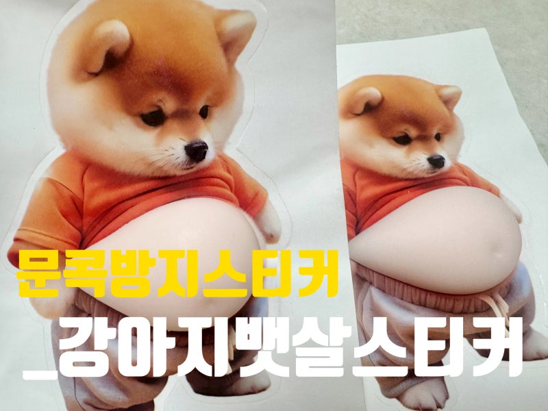 문콕방지스티커 방문도어가드_강아지뱃살스티커[내돈내산]
