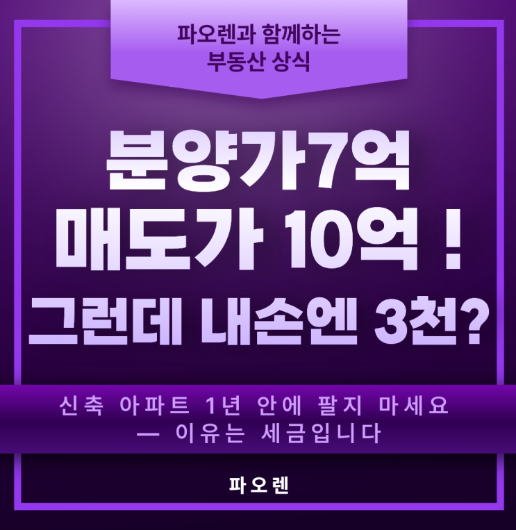  분양가 7억 → 매도가 10억, 근데 손에 쥔 돈이 3천만 원?