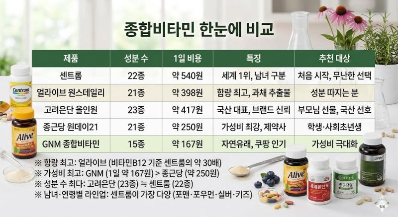 종합비타민 추천 순위 Top 5 | 2026년 기준, 6조 원 시장에서 가장 많이 팔리는 멀티비타민 — 센....
