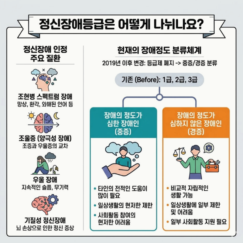 정신장애 종류 및 등급 정신질환 정신병 종류