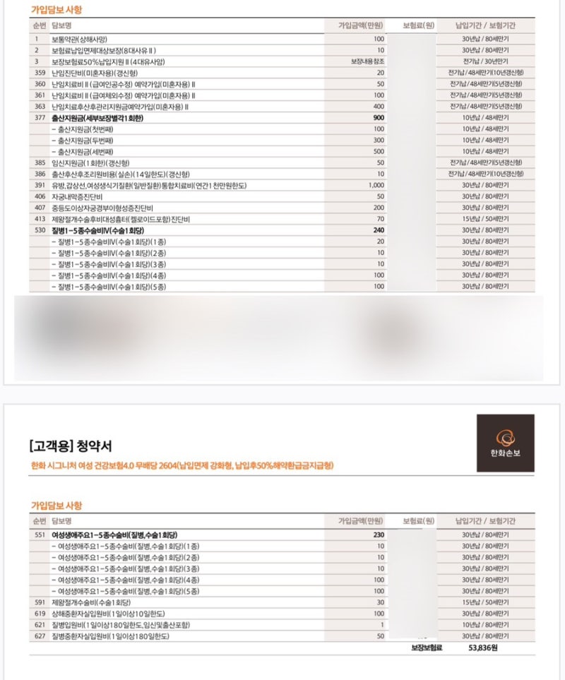 W13. 임신, 출산 특약 보험 '한화 시그니처 여성보험 4.0' 가입 후기 (26.5 기준 , 광고X)