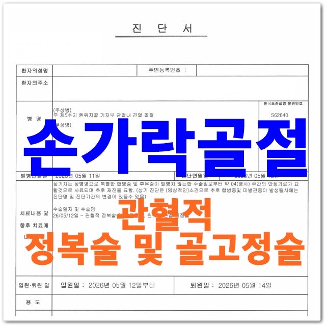 손가락골절수술비 보험청구사례 - 골절진단비, 상해수술비, 골절수술비, 상해입원일당까지 ....