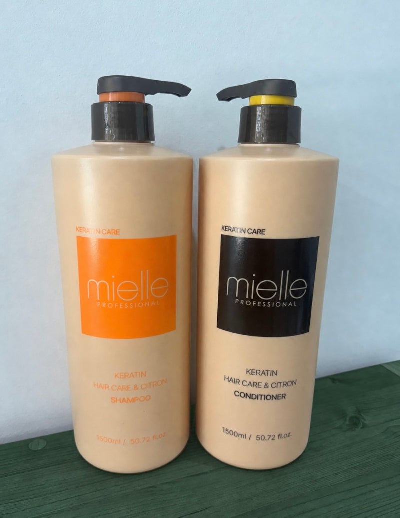 미엘프로페셔널 케라틴 케어 샴푸 1500ml 케라틴 케어 컨디셔너 1500ml 자몽향