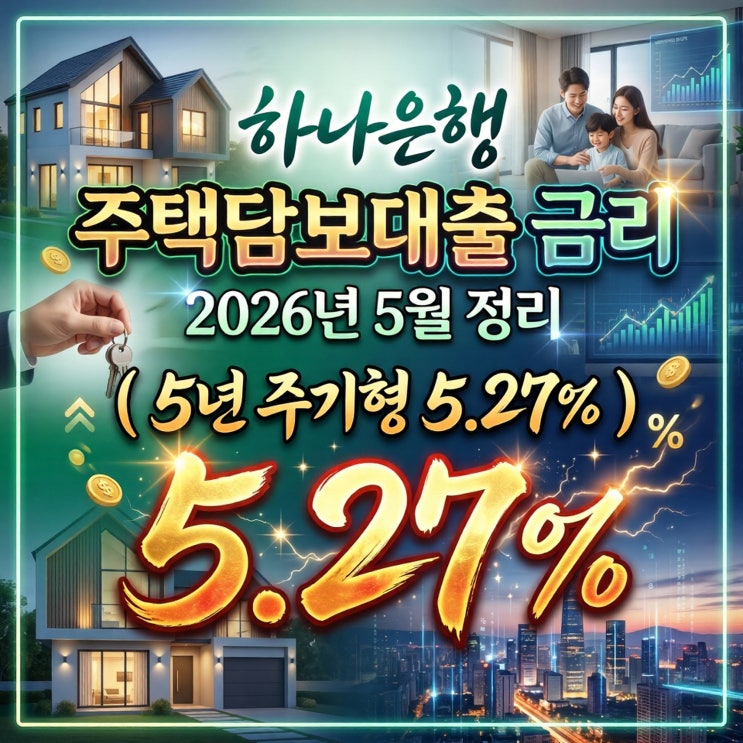  하나은행 주택담보대출 금리 2026년 5월 정리 (5년 주기형 5.27%)
