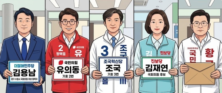 평택을 재선거 후보자들, 여론조사, 지지율 분석... 조국, 김용남...
