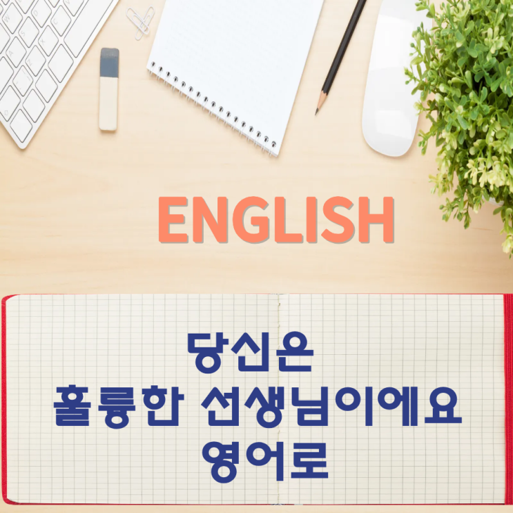  오늘의 영어회화 스터디 당신은 훌륭한 선생님이에요  영어로