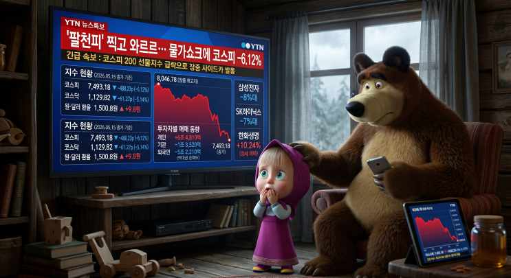   [2026.05.15 증시 마감 브리핑] '팔천피' 찍고 와르르… 물가쇼크에 코스피 -6.12% 급락