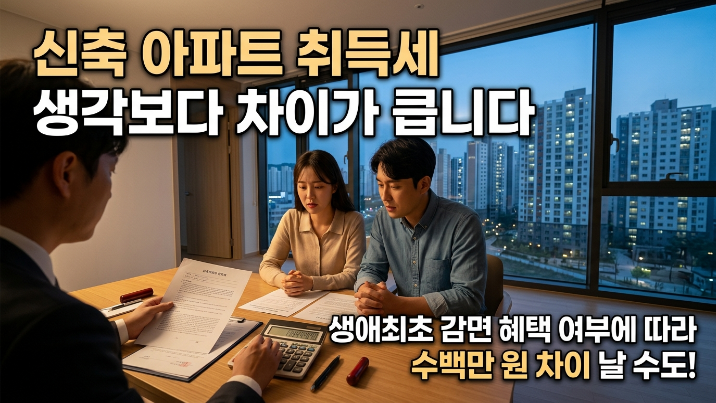  [부동산 세무/법률 시리즈]신축 아파트 취득세 계산법 및 생애최초 감면 혜택 정리