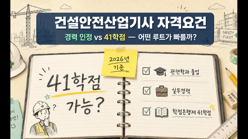 건설안전산업기사 자격요건 경력 인정 vs 41학점 비교