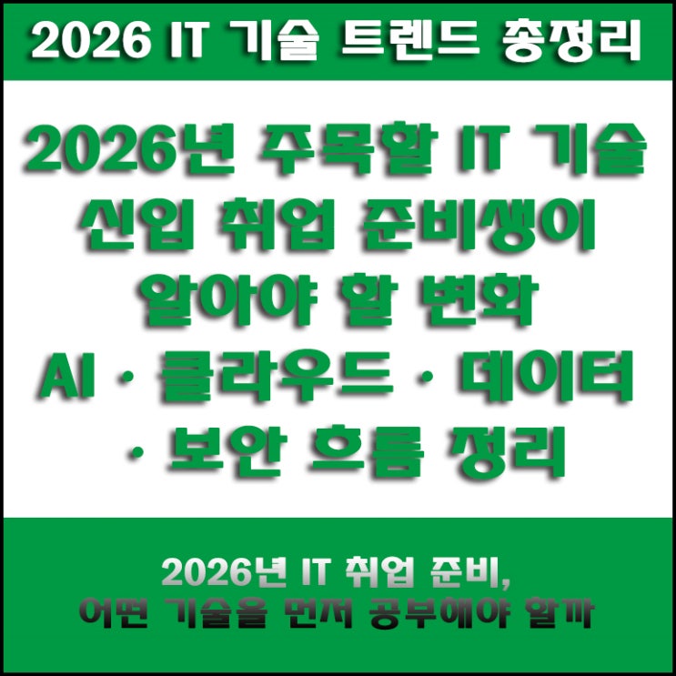  2026년 주목해야 할 IT 기술 트렌드 총정리, AI·클라우드·데이터·보안까지 직무별 취업 준비 방향