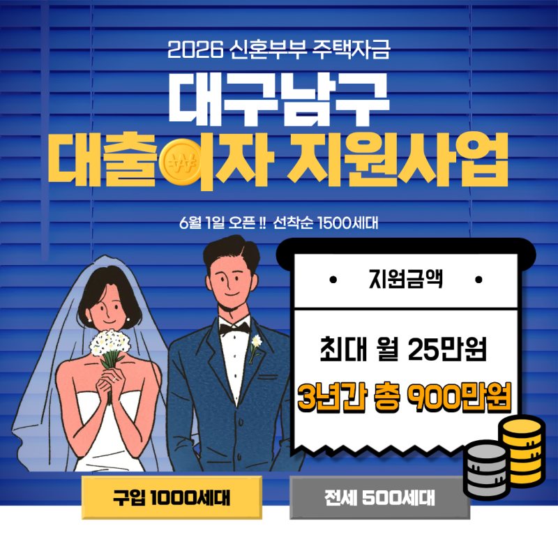 대구 남구 신혼부부라면 필독! 대출이자 지원받는법