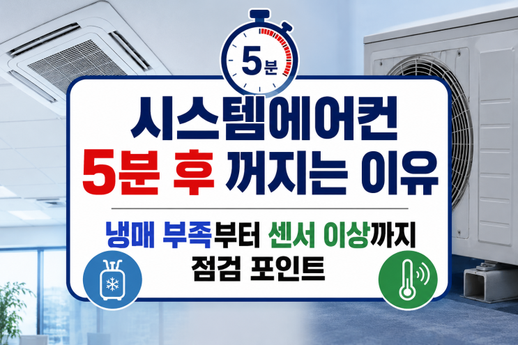  시스템에어컨 5분 후 꺼지는 이유, 냉매 부족부터 센서 이상까지 점검 포인트