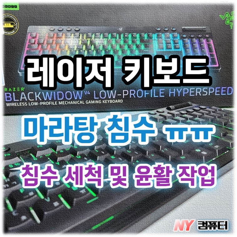 [홍대 키보드 수리] 레이저 블랙위도우 V4 로우 프로파일, 마라탕 침수 키보드 세척 및 윤활 ....