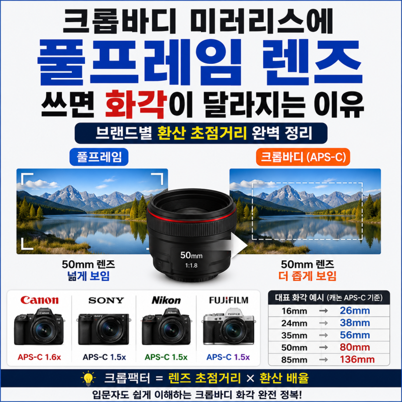 크롭바디 미러리스 카메 풀프레임 렌즈 쓰면 화각이 왜 달라질까? 캐논·소니·니콘