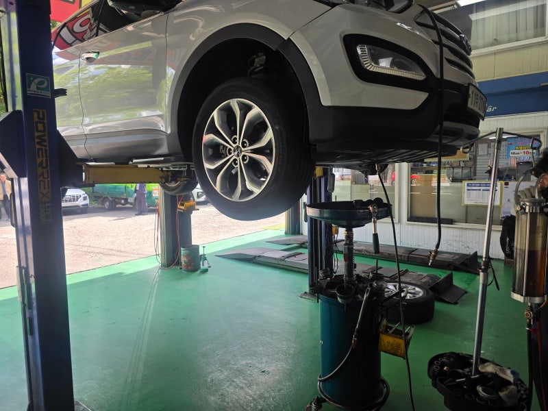 싼타페DM 엔진오일 교환 주기 및 스펙, 쇼버 스프링 손상, 차량 쏠림