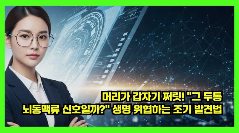 머리가 갑자기 쩌릿! "그 두통, 뇌동맥류 신호일까?" 생명 위협하는 조기 발견법