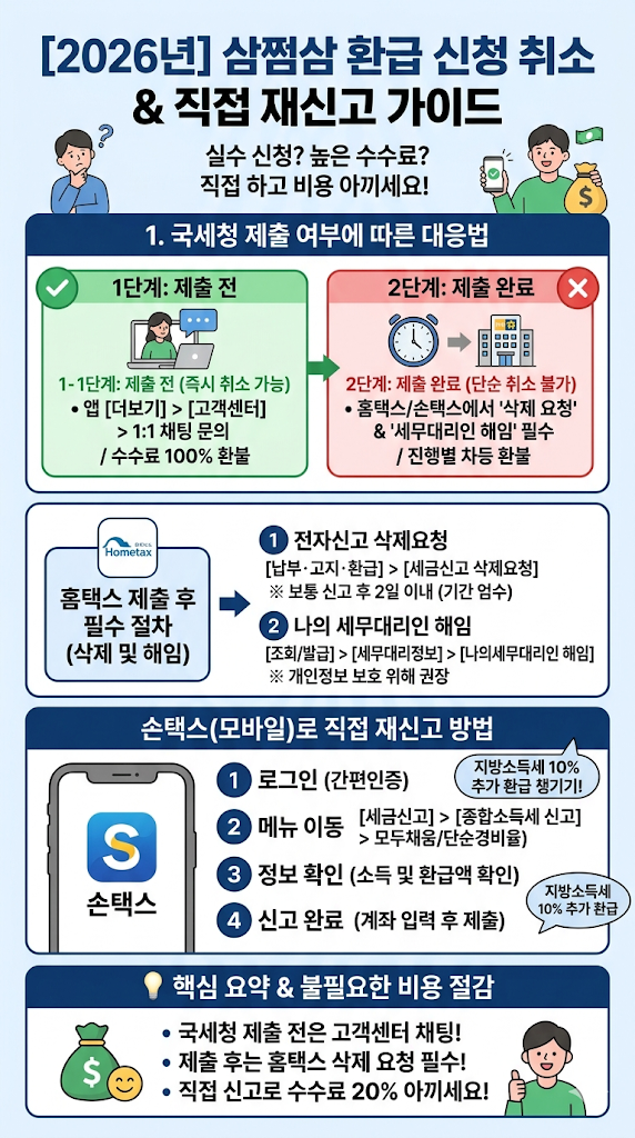 삼쩜삼 환급 취소 국세청 제출 전 확인법 | 세무대리인 해임 | 손택스 신고