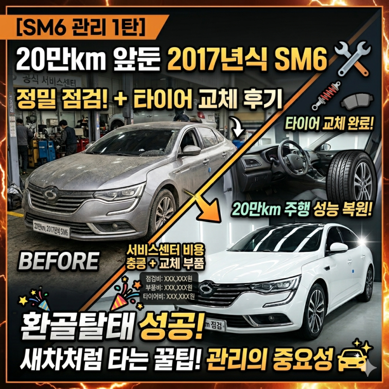 [SM6 관리 1탄] 20만km 앞둔 2017년식 SM6 정밀 점검! 서비스센터 비용 + 타이어 교체 후기 ️