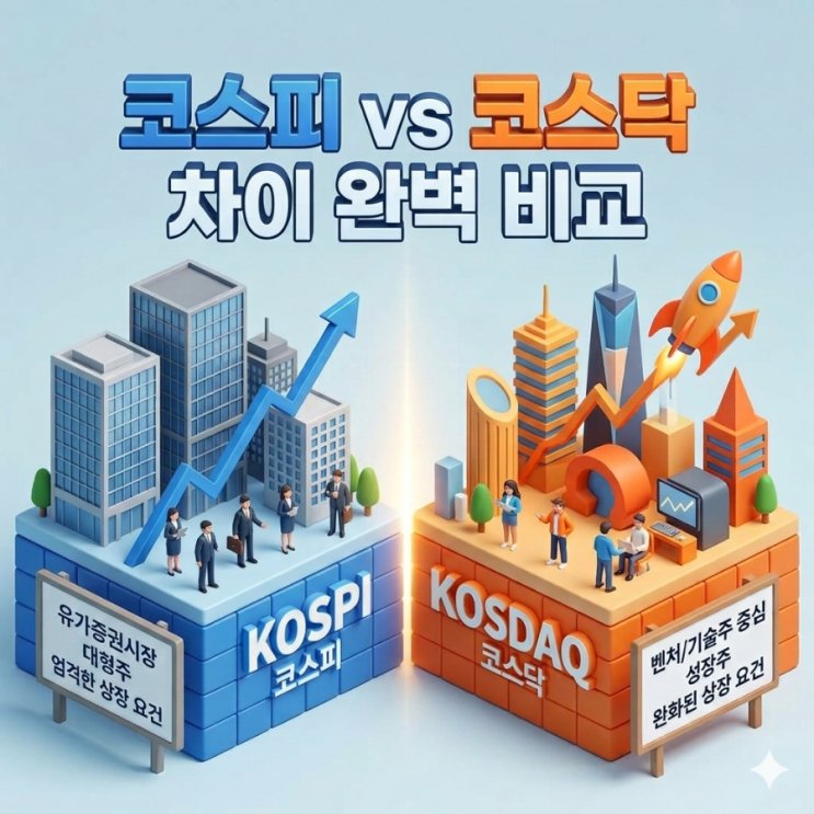  코스피 vs 코스닥 차이 완벽 비교: 뜻, 상장 요건, 시가총액 한눈에 보기