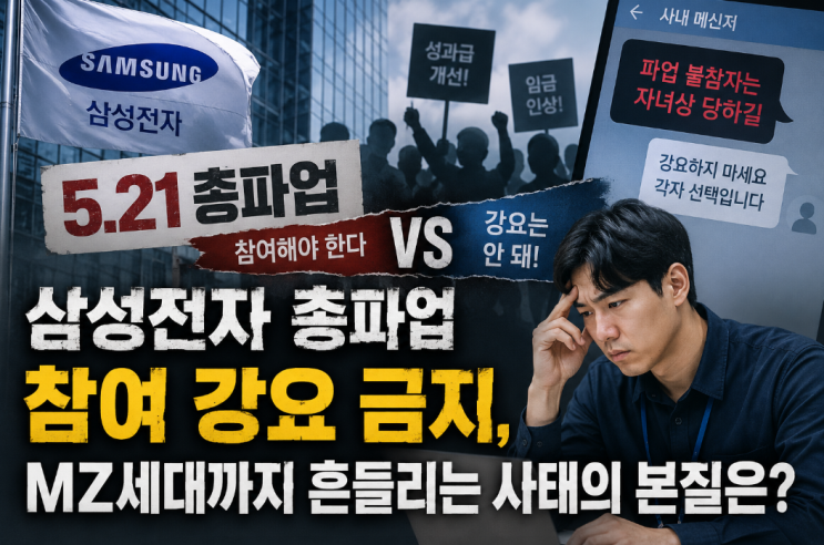  삼성전자 총파업 참여 강요 금지, MZ세대까지 흔들리는 사태의 본질은?