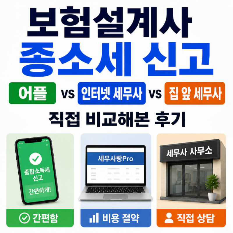 1억 이상 보험설계사 종소세신고, 어플, 인터넷, 집 앞 세무사 직접 비교해본 후기.