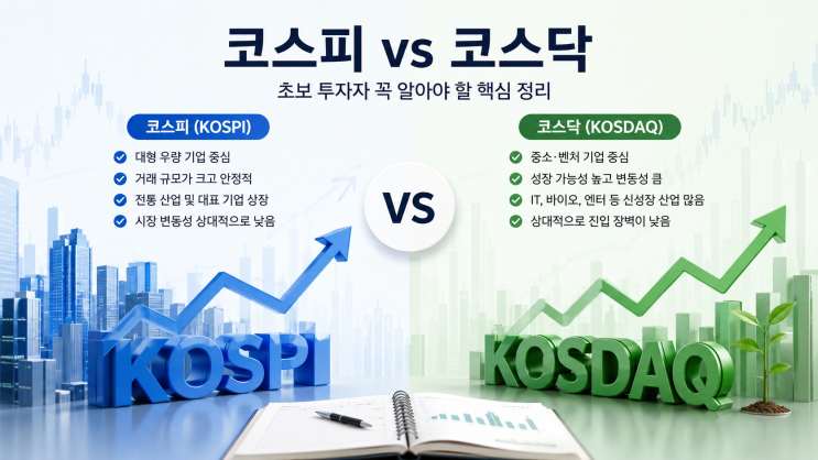  코스피 코스닥 차이 아직도 헷갈린다면?  초보 투자자 꼭 알아야 할 핵심 정리