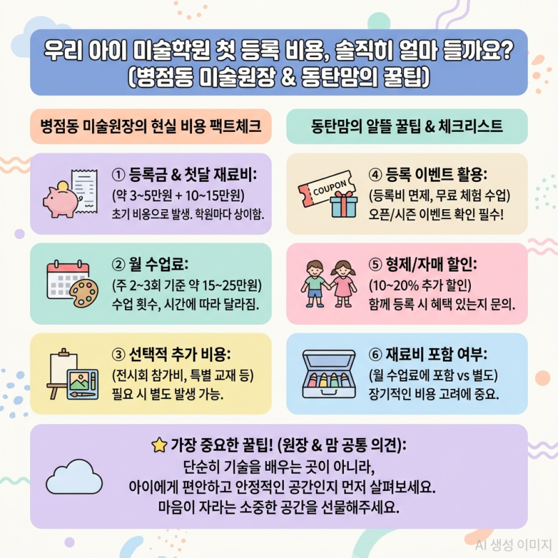 우리 아이 미술학원 첫 등록 비용, 솔직히 얼마 들까요? (병점동 미술원장 & 동탄맘의 꿀팁)