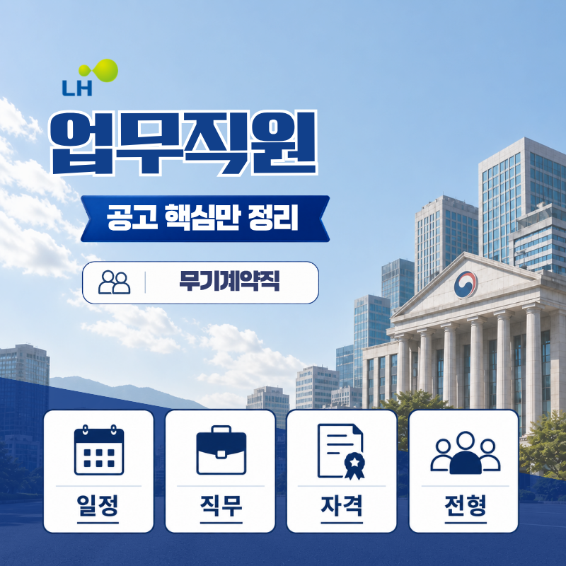 2026 LH 한국토지주택공사 무기계약직 업무직원 채용 총정리 187명 선발 일정 자격 전형 확인