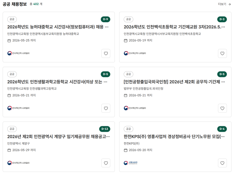 인천일자리플랫폼 생애주기별 맞춤형 일자리플랫폼