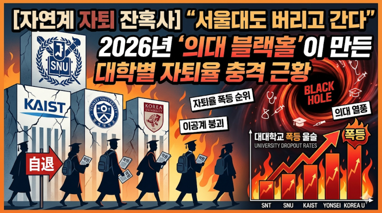  [이공계 붕괴] 서울대도 버리고 간다, 2026년 대학별 중도탈락(자퇴율) 폭등 순위 Top 30