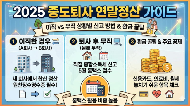 중도퇴사 연말정산 2025 신고방법 총정리…잘못하면 세금 더 낼 수도 있다?