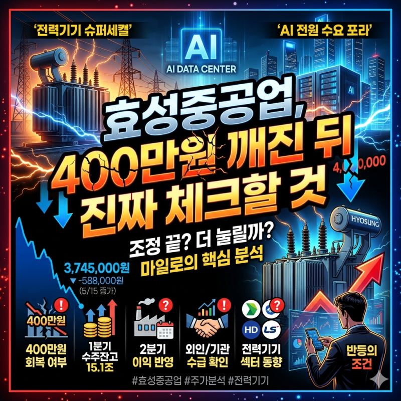 효성중공업, 400만원 깨진 뒤 진짜 체크할 것