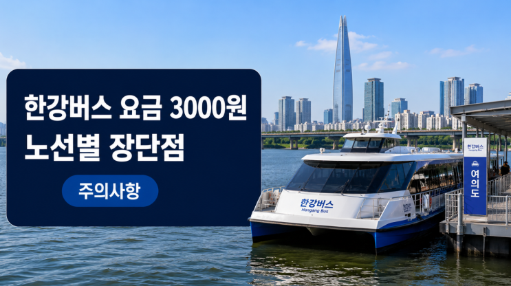  한강버스 요금 3000원, 노선별 장단점과 주의사항