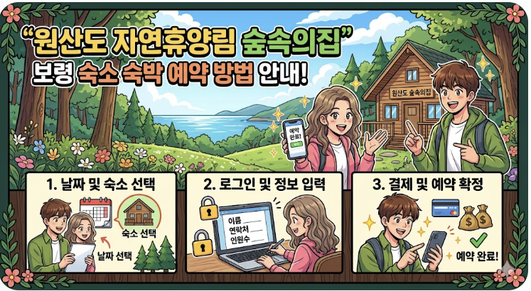 원산도 자연휴양림 보령 숙소 예약 방법 및 이용 정보
