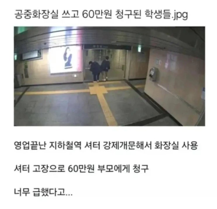  공중화장실 쓰고 60만원 청구된 학생들.jpg