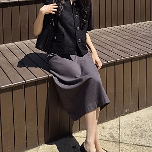 이프네 IFNE 라운드 반팔 자켓 아우터로 봄여름 하객룩 코디
