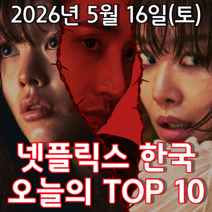  [5월 16일] 넷플릭스 한국 TOP 10 - 납치 범죄 스릴러 '시스터' 영화 1위 등극