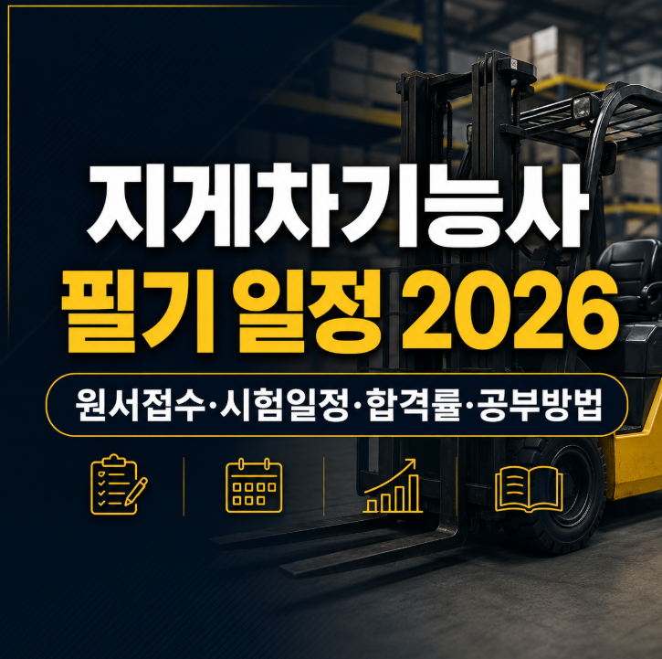 지게차기능사 필기 일정 2026, 원서접수·시험일정·합격률·공부방법