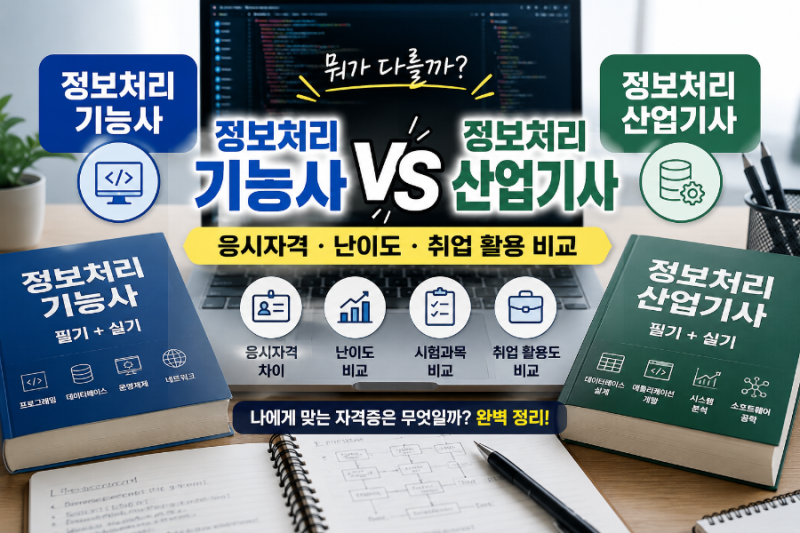 정보처리기능사 vs 정보처리산업기사 차이 총정리｜응시자격·난이도·취업 활용 비교