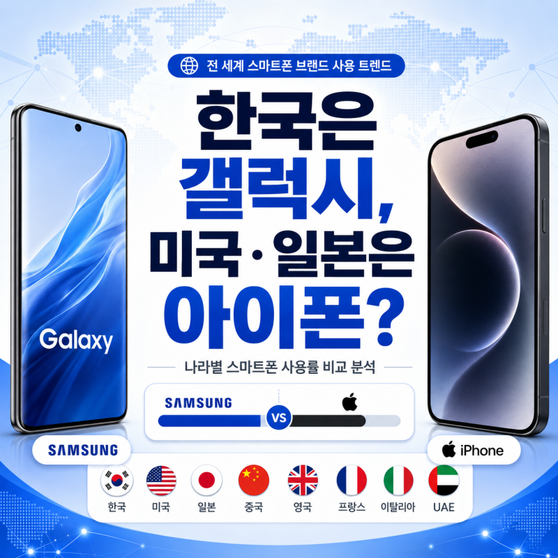 한국은 갤럭시, 미국·일본은 아이폰? 나라별 스마트폰 사용률 비교 분석