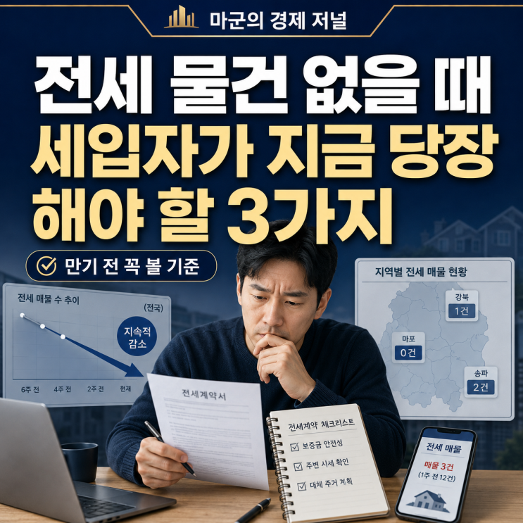  전세 물건 없을 때 세입자가 지금 당장 해야 할 3가지