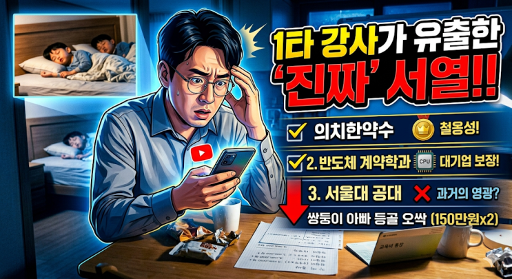 1타 강사들이 무심코 흘린 '진짜' 명문대 서열, 쌍둥이 아빠는 벌써 등골이 서늘하네요