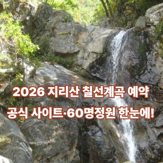 2026 지리산 칠선계곡 예약 신청방법-공식 사이트·60명정원 한눈에