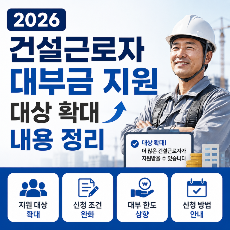 2026 건설근로자 대부금 지원 대상 확대 내용 정리