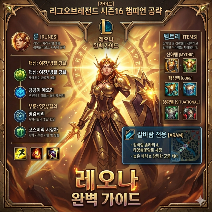 [시즌16] 롤 레오나룬, 템트리 + 칼바람 레오나