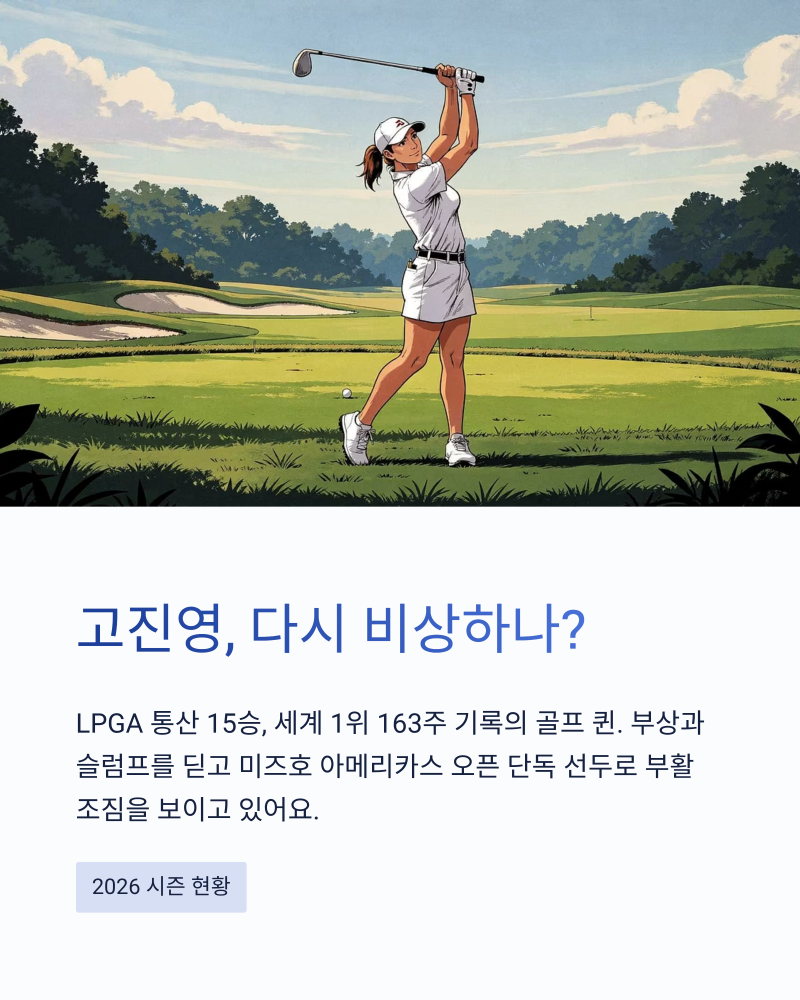 고진영, 다시 비상하나? 슬럼프 끝낼 단독 선두 소식부터 올해 현황 정리