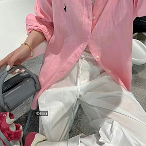 폴로 랄프로렌 린넨 셔츠 여성 여름 코디 핑크 블루 화이트